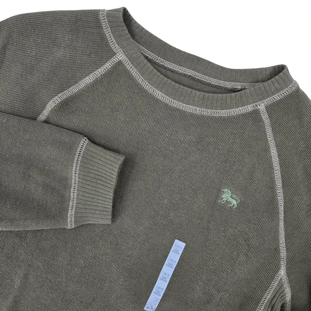 Old Navy New‎ L (10-12) Crewneck Sweater Kids Olive Green Gorpcore Raglan